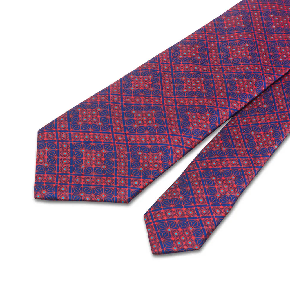 Red and Blue Royal Elegance Duchesse Silk Tie