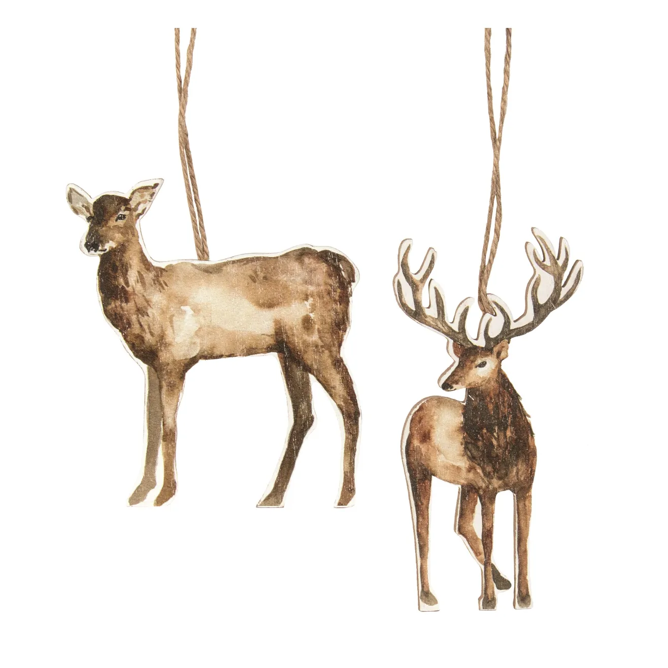 Reindeer Doe and Stag Ornaments