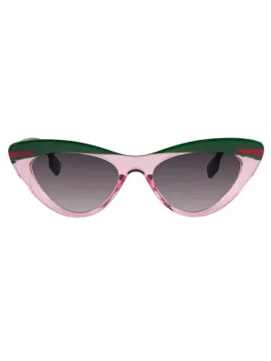 Retro Catseye Pink & Green Stripe Sunglasses
