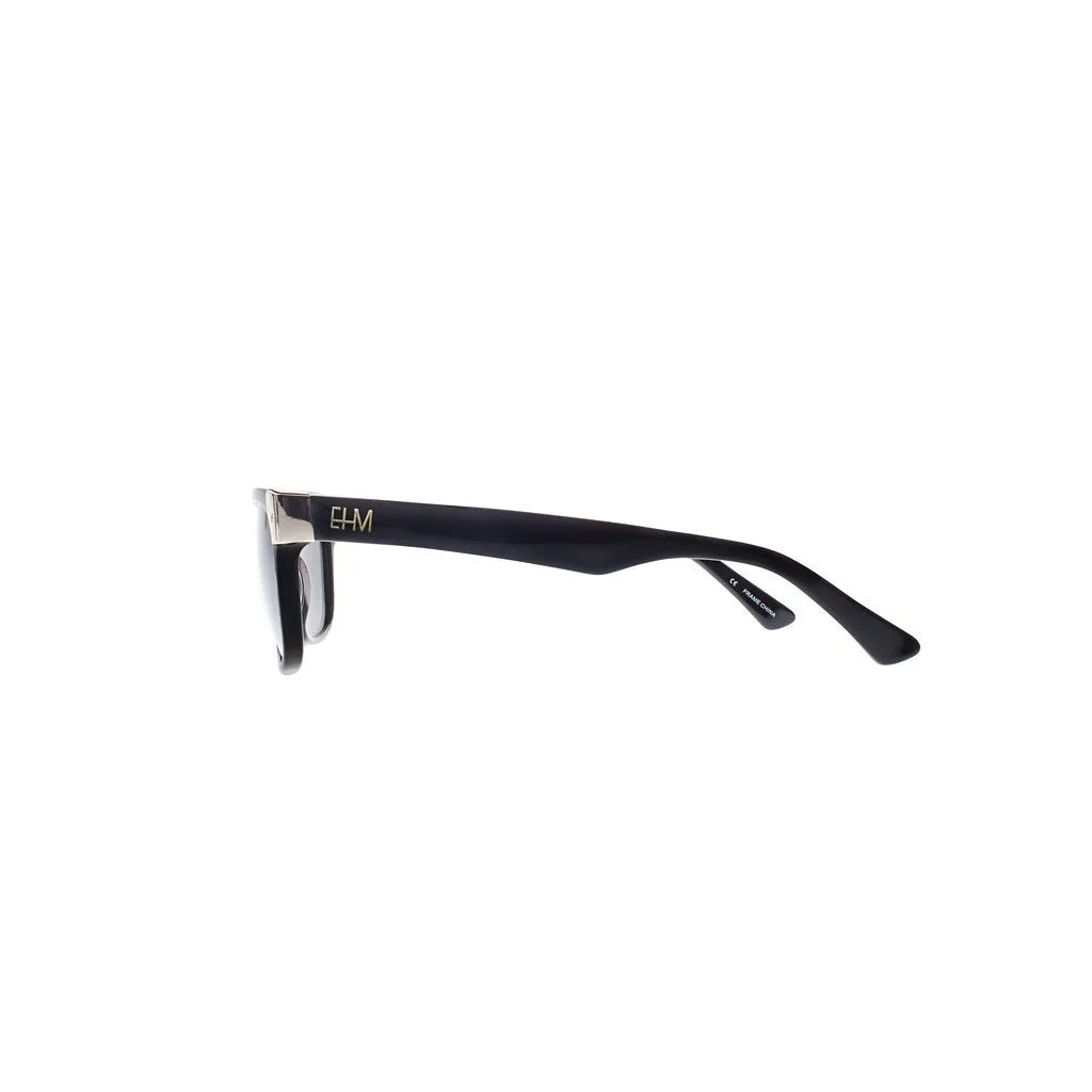 Shiny Black with Gold Tone Metal Wayfarers