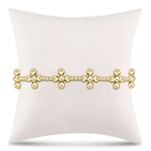 Signature Cross Sincerity Pattern 2.5mm Bead Bracelet - Classic Beaded Signature Cross Gold - 4mm Bead Gold