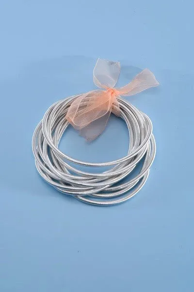 Silver Thick Guitar String Bracelets -10pcs Set