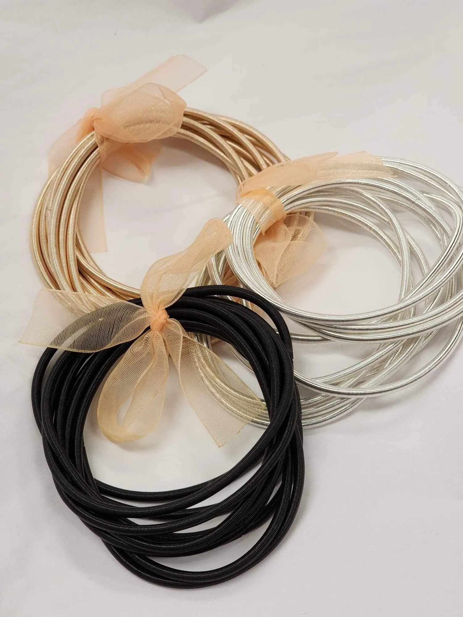 Silver Thick Guitar String Bracelets -10pcs Set