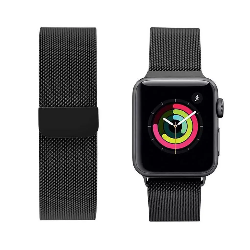 Stainless Steel Mesh Magnetic Band Compatible With Apple Watch Band for 38MM 40MM 41MM-Black