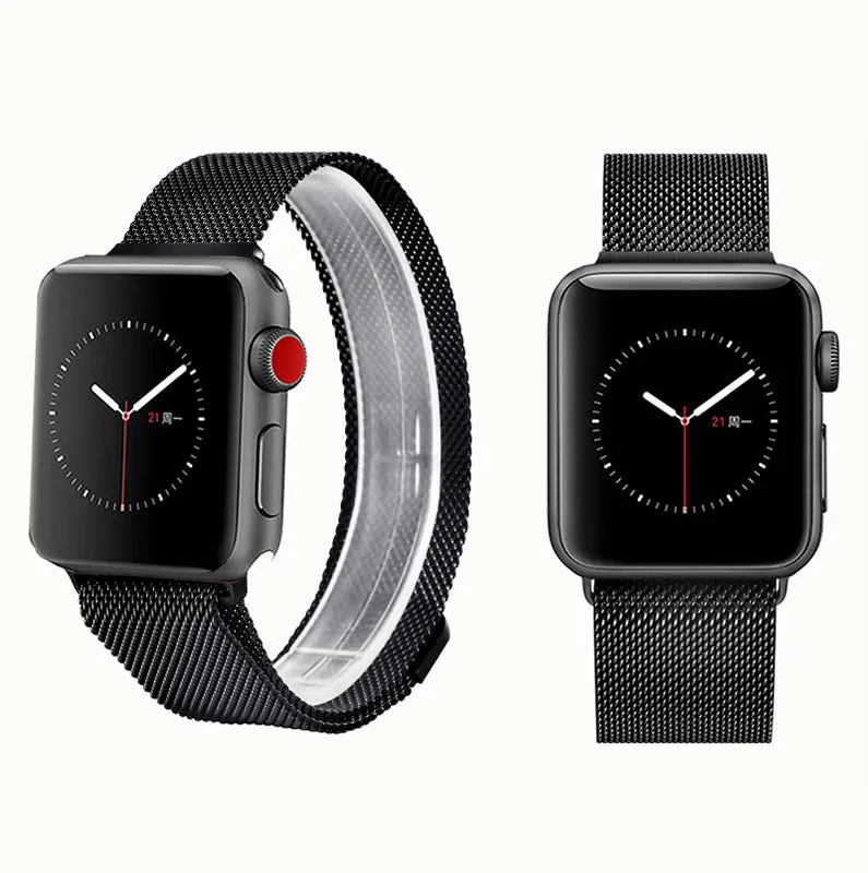 Stainless Steel Mesh Magnetic Band Compatible With Apple Watch Band for 38MM 40MM 41MM-Black