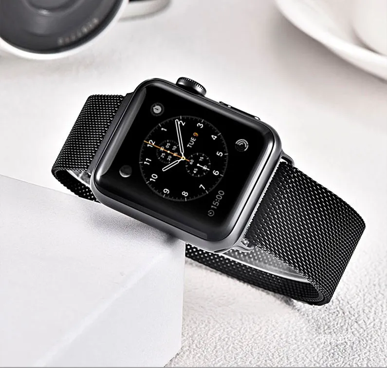Stainless Steel Mesh Magnetic Band Compatible With Apple Watch Band for 38MM 40MM 41MM-Black