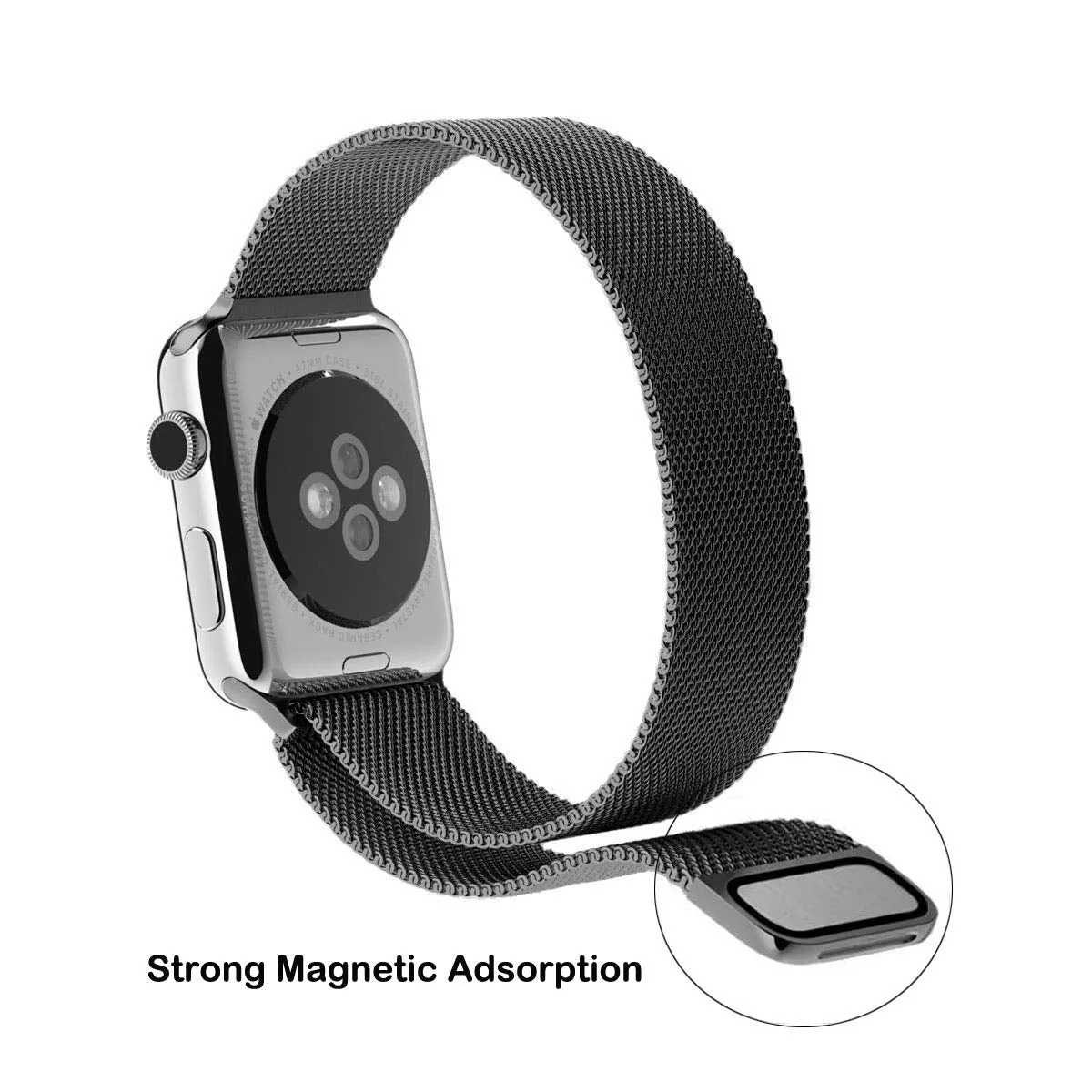 Stainless Steel Mesh Magnetic Band Compatible With Apple Watch Band for 38MM 40MM 41MM-Black