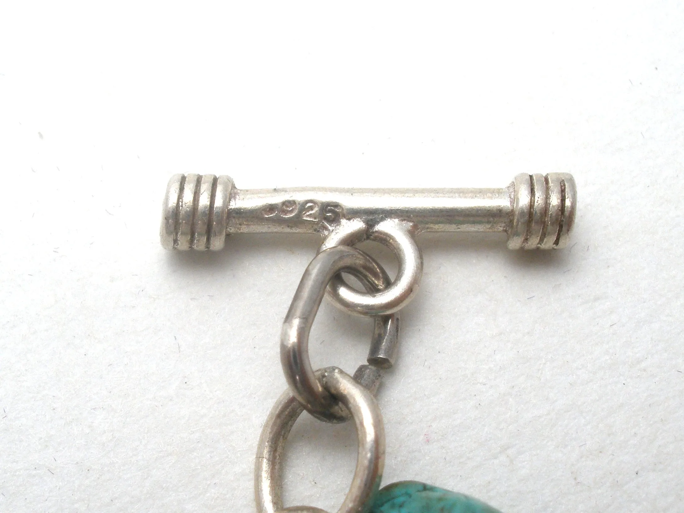 Turquoise & Crystal Bead 925 Bracelet Vintage
