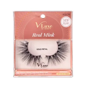 V Luxe by iEnvy False Eyelashes Real Mink Lashes Dramatic Long Eyelashes (Gold Petal)