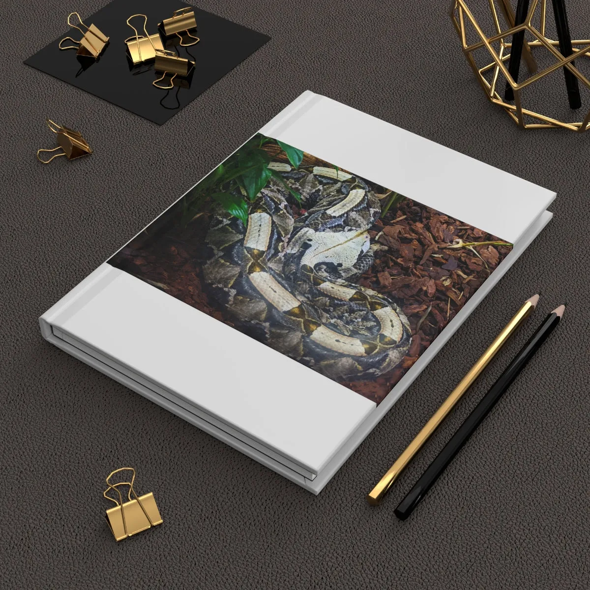 White Black Snake Hardcover Journal Matte