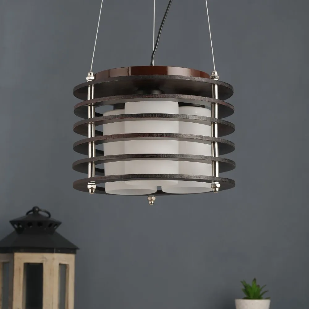Wooden Wood Hanging Light - M-19-3LP-RD - Included Bulb