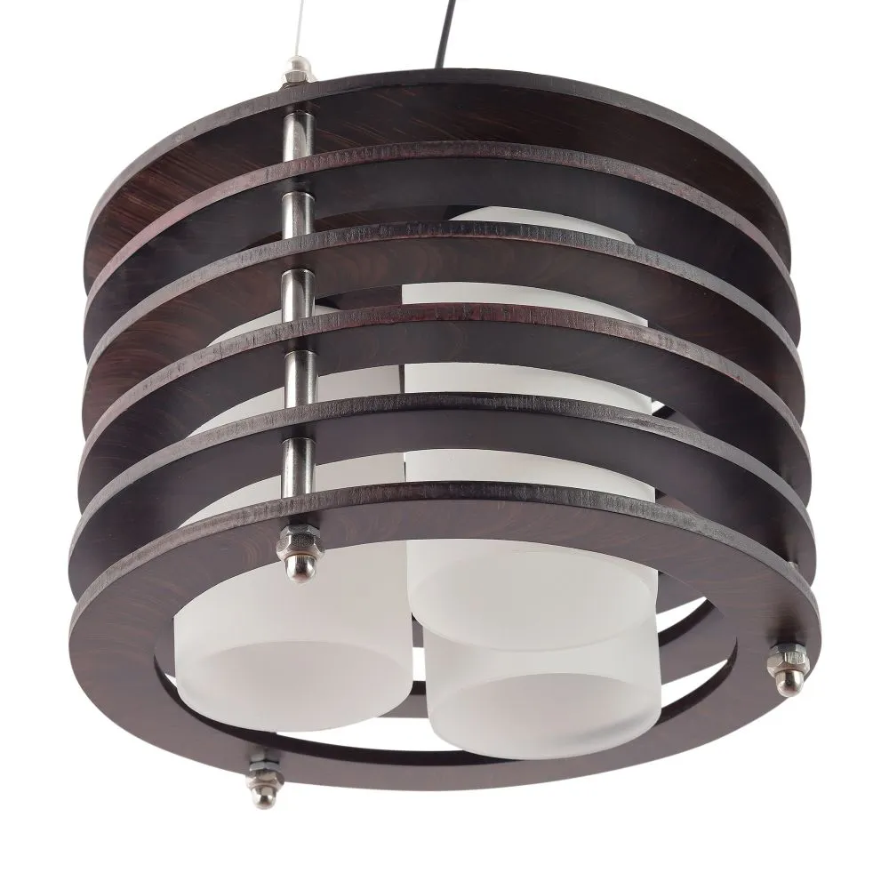 Wooden Wood Hanging Light - M-19-3LP-RD - Included Bulb