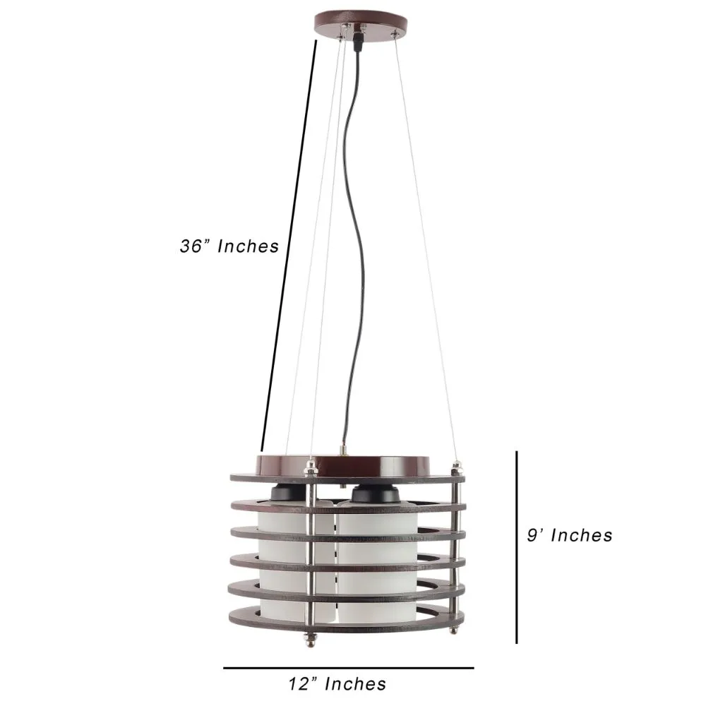 Wooden Wood Hanging Light - M-19-3LP-RD - Included Bulb